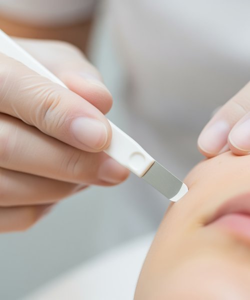 Professional dermaplaning scalpel treatment