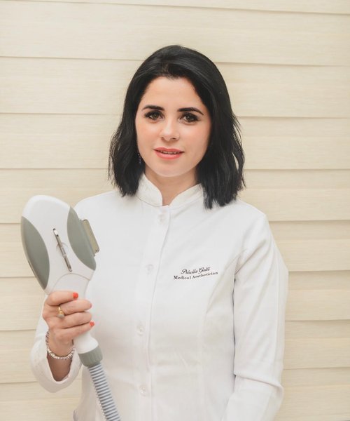 Priscila Galli with HIFU Ultraformer device at Ella Beauty Skin Care